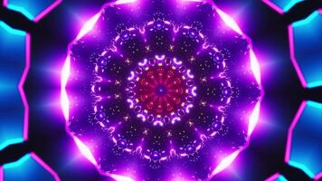 Colorful circular pattern with lights in the middle of it. Kaleidoscope VJ loop video