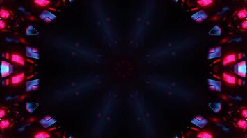 Blue and red abstract design with black background. Kaleidoscope VJ loop video