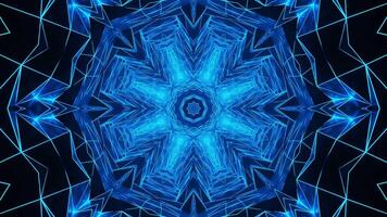 Blue abstract design with star in the middle. Kaleidoscope VJ loop video