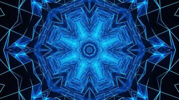 Blue abstract design with star in the middle. Kaleidoscope VJ loop video