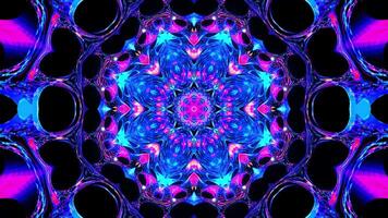 Colorful animation design with black background. Kaleidoscope VJ loop video