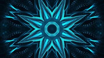 Blue and black abstract design with star in the center. Kaleidoscope VJ loop video