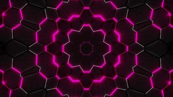 Black and pink background with circular design in the middle. Kaleidoscope VJ loop video