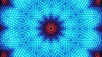 Blue and red star burst with black background. Kaleidoscope VJ loop video