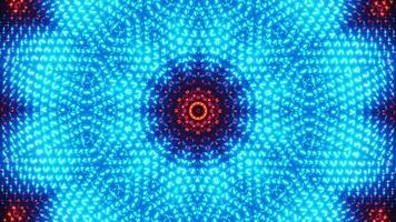 Blue and red star burst with black background. Kaleidoscope VJ loop video