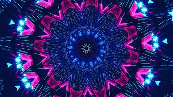 Blue and pink abstract design with star in the center. Kaleidoscope VJ loop video