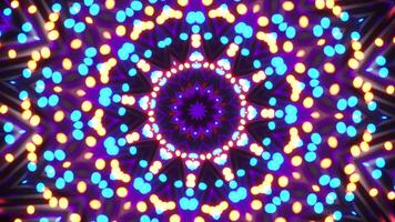 Very colorful and bright star with circular design. Kaleidoscope VJ loop video