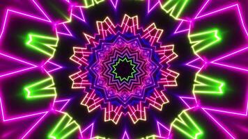 Colorful animation pattern with star in the center. Kaleidoscope VJ loop video