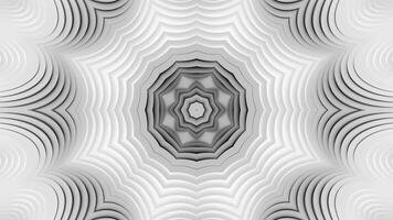 White and black abstract background with circular design. Kaleidoscope VJ loop video