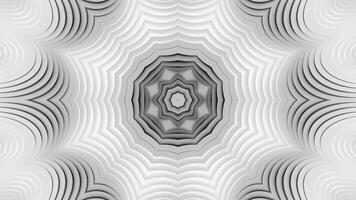 White and black abstract background with circular design. Kaleidoscope VJ loop video