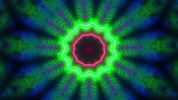 Circular design with blue background and red center. Kaleidoscope VJ loop video