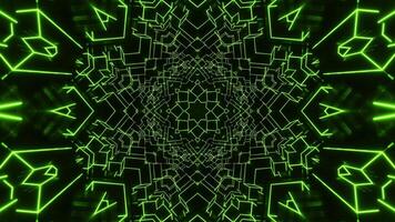 Green and black abstract background with circular design. Kaleidoscope VJ loop video