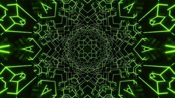 Green and black abstract background with circular design. Kaleidoscope VJ loop video