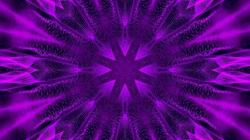 Purple and black abstract design with star in the center. Kaleidoscope VJ loop video