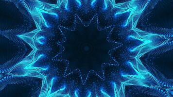 Blue flower with black background and circular design. Kaleidoscope VJ loop video