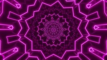 Purple abstract background with circular design in the middle. Kaleidoscope VJ loop video