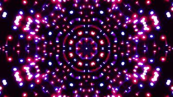 Circular light with red, white and blue lights. Kaleidoscope VJ loop video