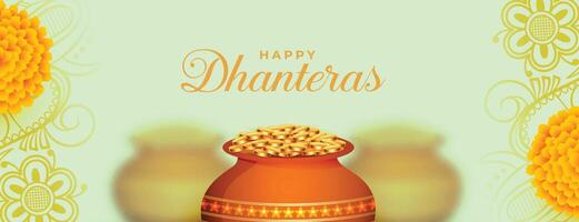 hindu festival shubh dhanteras occasion banner for wealth and prosperity vector