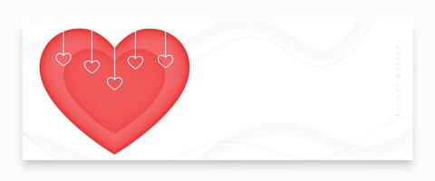 papercut style love heart romantic banner for valentines day event vector