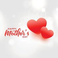 happy mothers day two red hearts background vector