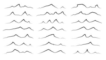 hand drawn style high mountain alpine background in set vector