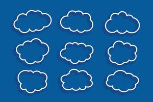 line style pack of clouds symbol representing sky and nature vector