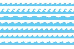 different styles sea waves pattern borders vector