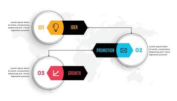 3 step infographic data workflow template for corporate success vector