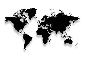 clean black world map in silhouette style template design vector