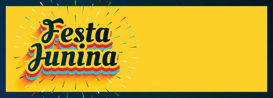 festa junina 3d estilo texto en amarillo bandera vector