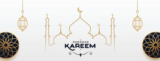 Ramadán kareem línea estilo Arábica bandera diseño vector