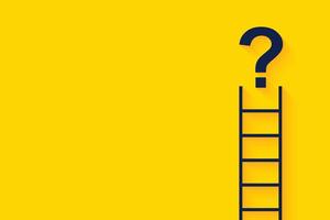 question mark concept with minimal step ladder on yellow vector