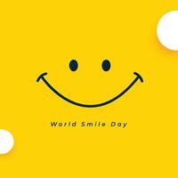 mundo sonrisa día saludo tarjeta con alegre expresión cara vector