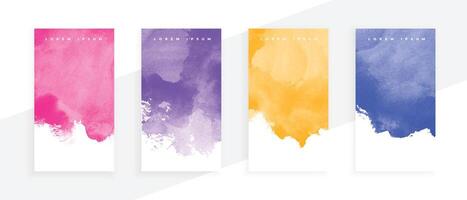 set of watercolor paint splatter abstract standee design vector