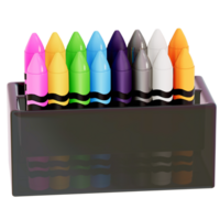 Art supplies for teacher's day Clipart, Crayon , back to school on transparent background, 3D Rendering png