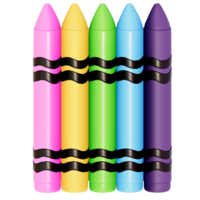 Art supplies for teacher's day Clipart, Crayon , back to school on transparent background, 3D Rendering png