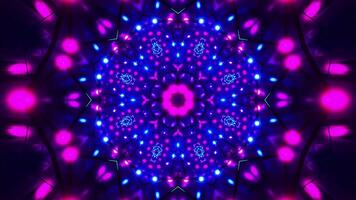 Blue and purple light pattern with circular design. Kaleidoscope VJ loop video