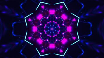 Blue and purple light pattern with stars. Kaleidoscope VJ loop video