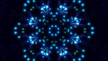 Blue abstract background with lights. Kaleidoscope VJ loop video