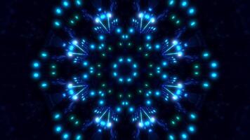 Blue abstract background with lights. Kaleidoscope VJ loop video