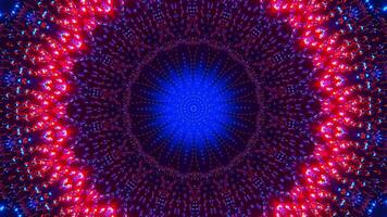 Blue and red flower with psychedelic pattern. Kaleidoscope VJ loop video