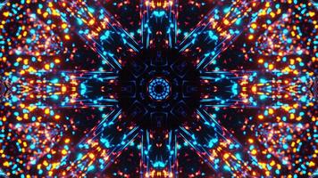 Colorful abstract pattern with stars and lights. Kaleidoscope VJ loop video