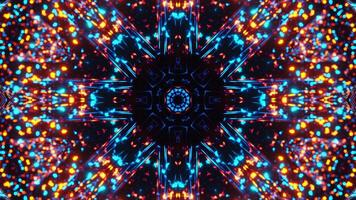 Colorful abstract pattern with stars and lights. Kaleidoscope VJ loop video