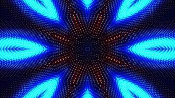 Blue and orange flower with psychedelic pattern. Kaleidoscope VJ loop video