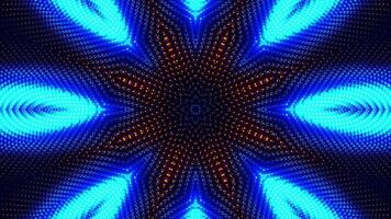 Blue and orange flower with psychedelic pattern. Kaleidoscope VJ loop video