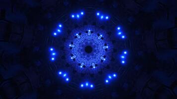 Blue abstract animation of circular structure. Kaleidoscope VJ loop video