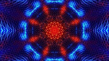Blue and orange flower with lights. Kaleidoscope VJ loop video