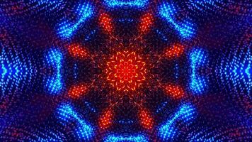 Blue and orange flower with lights. Kaleidoscope VJ loop video