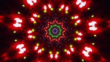 Circular animation with blue and red lights. Kaleidoscope VJ loop video