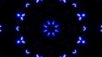 Blue abstract pattern with lights. Kaleidoscope VJ loop video